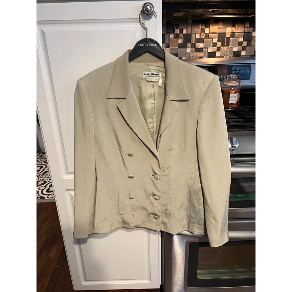 Salvatore Ferragamo Beige Silk Women’s Blazer